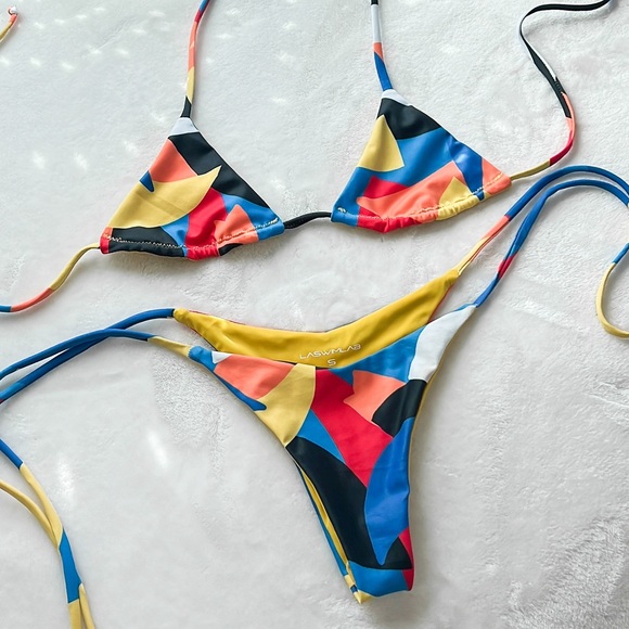 Handmade ONE OF A KIND color blocked bikini! - Picture 2 of 6